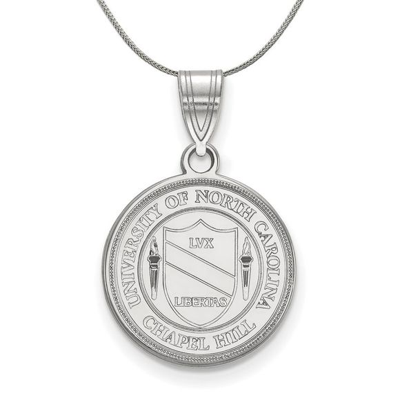 Sterling Silver North Carolina Medium Crest Necklace - 18 Inch